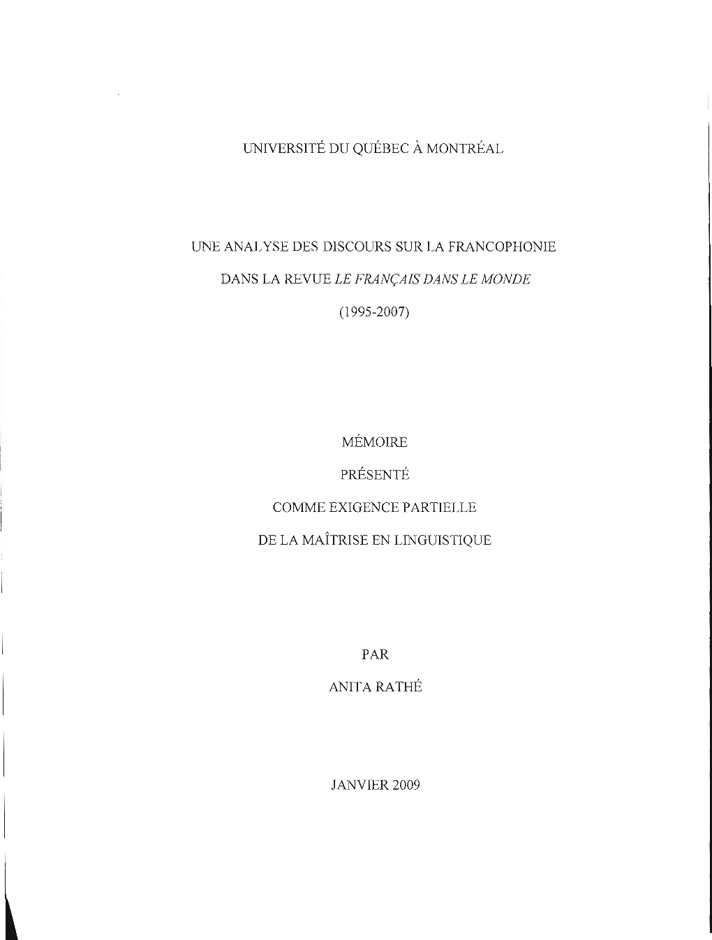 Une Analyse Des Discours Sur La Francophonie