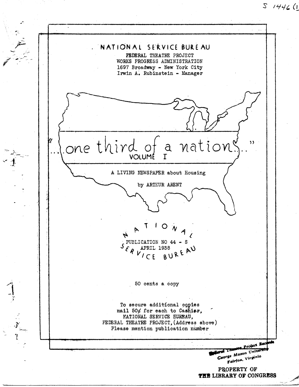 NATIC3NAI SERVICE BUREAU L%Dreral TIBATRE PROJECT WORKS PROGRESS ADMINISTRATION 1697 Broadway - New York City Irwin A