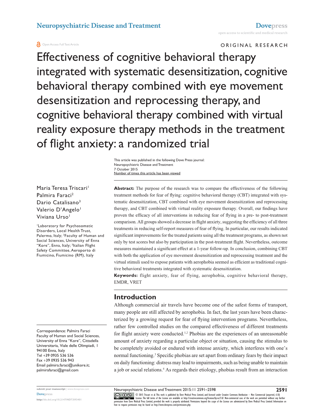 Effectiveness of Cognitive Behavioral Therapy Integrated with Systematic