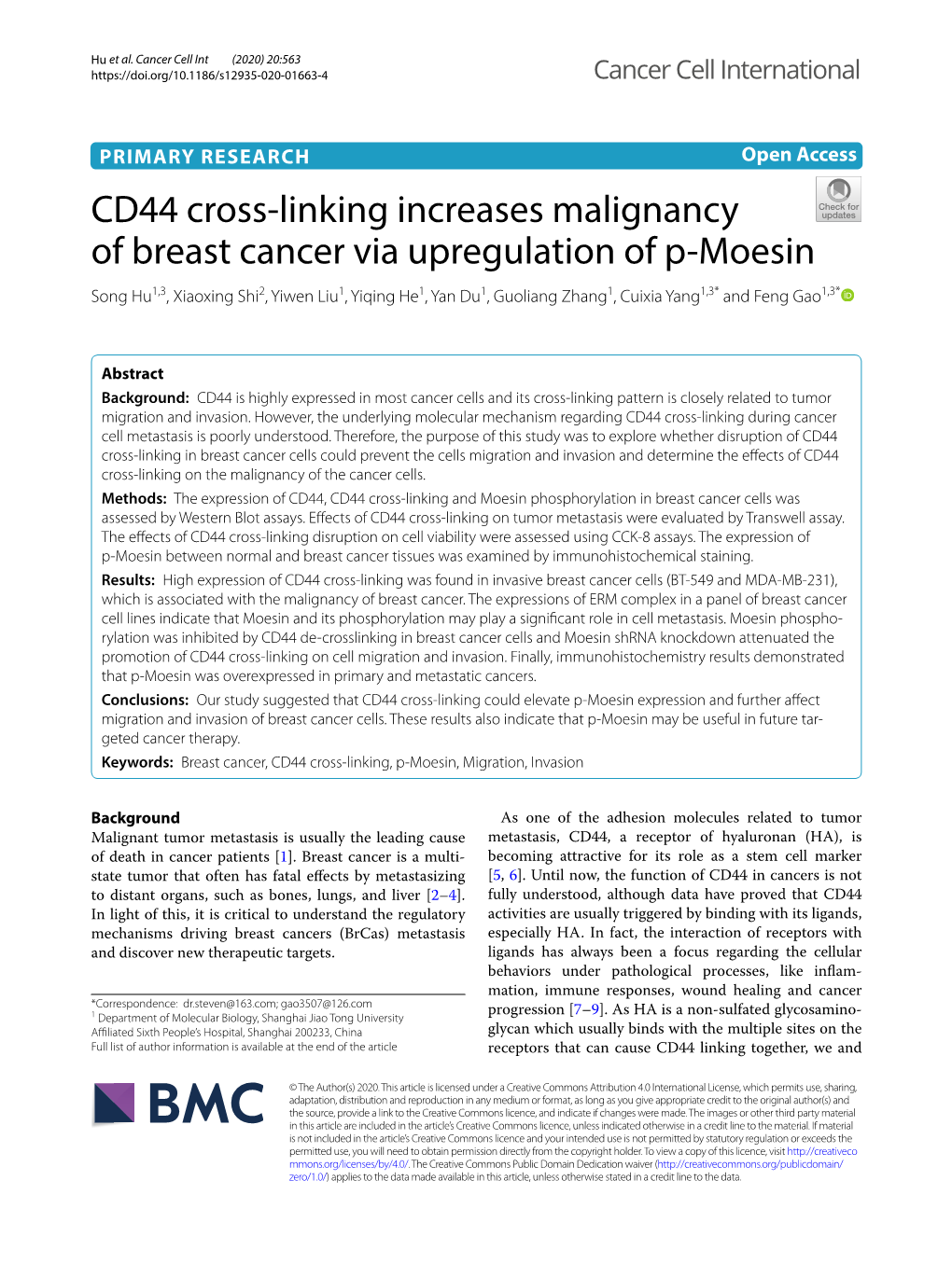 CD44 Cross-Linking Increases Malignancy of Breast Cancer Via