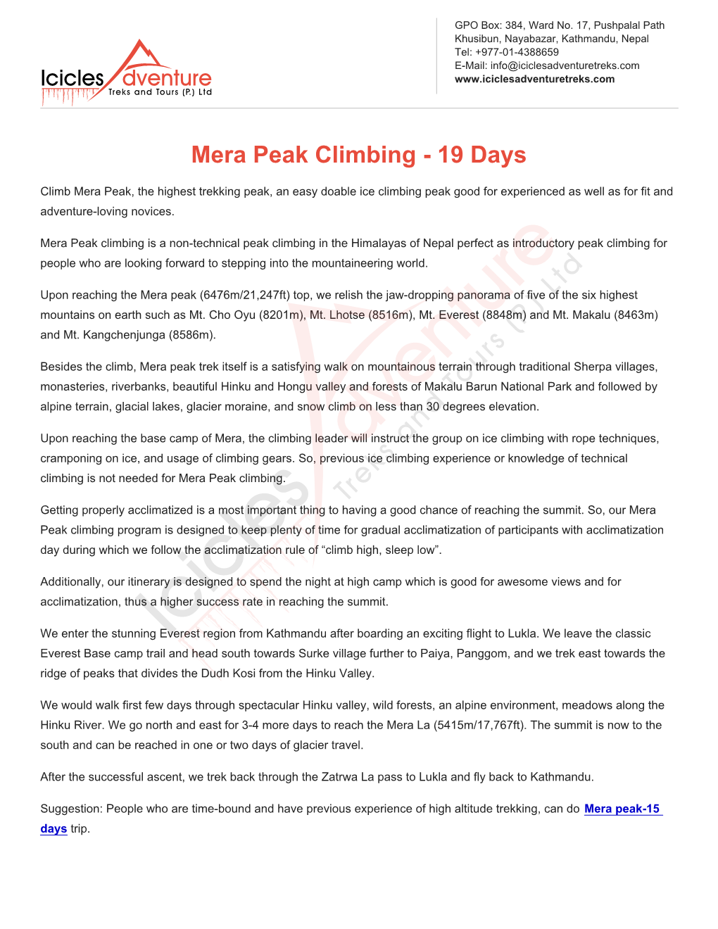 Mera Peak Climbing - 19 Days