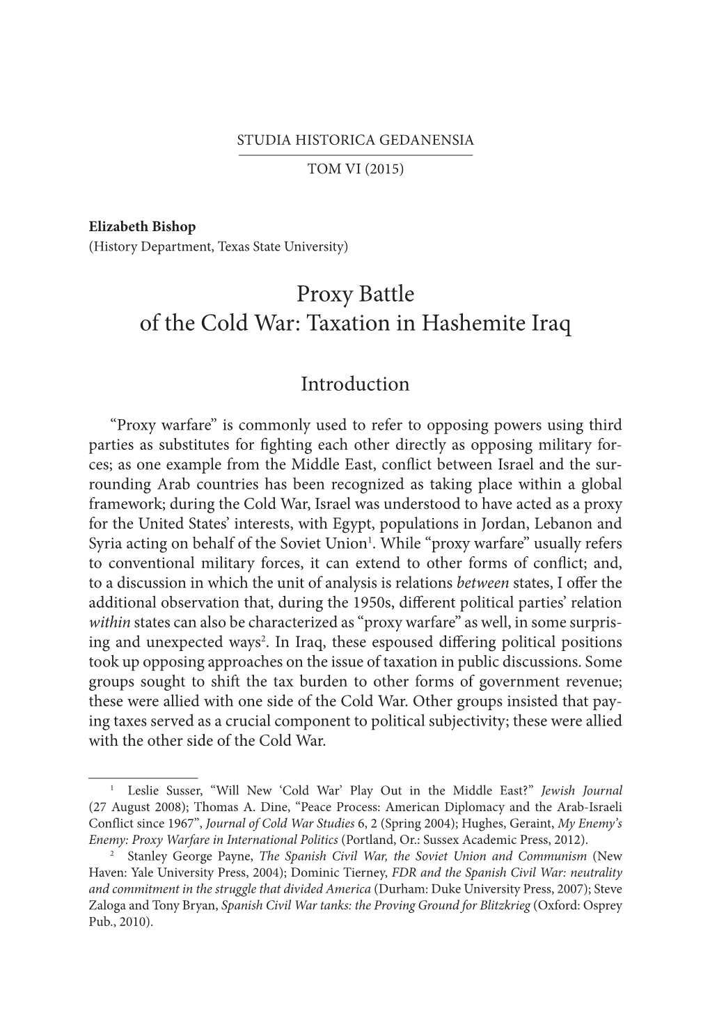 Proxy Battle of the Cold War: Taxation in Hashemite Iraq