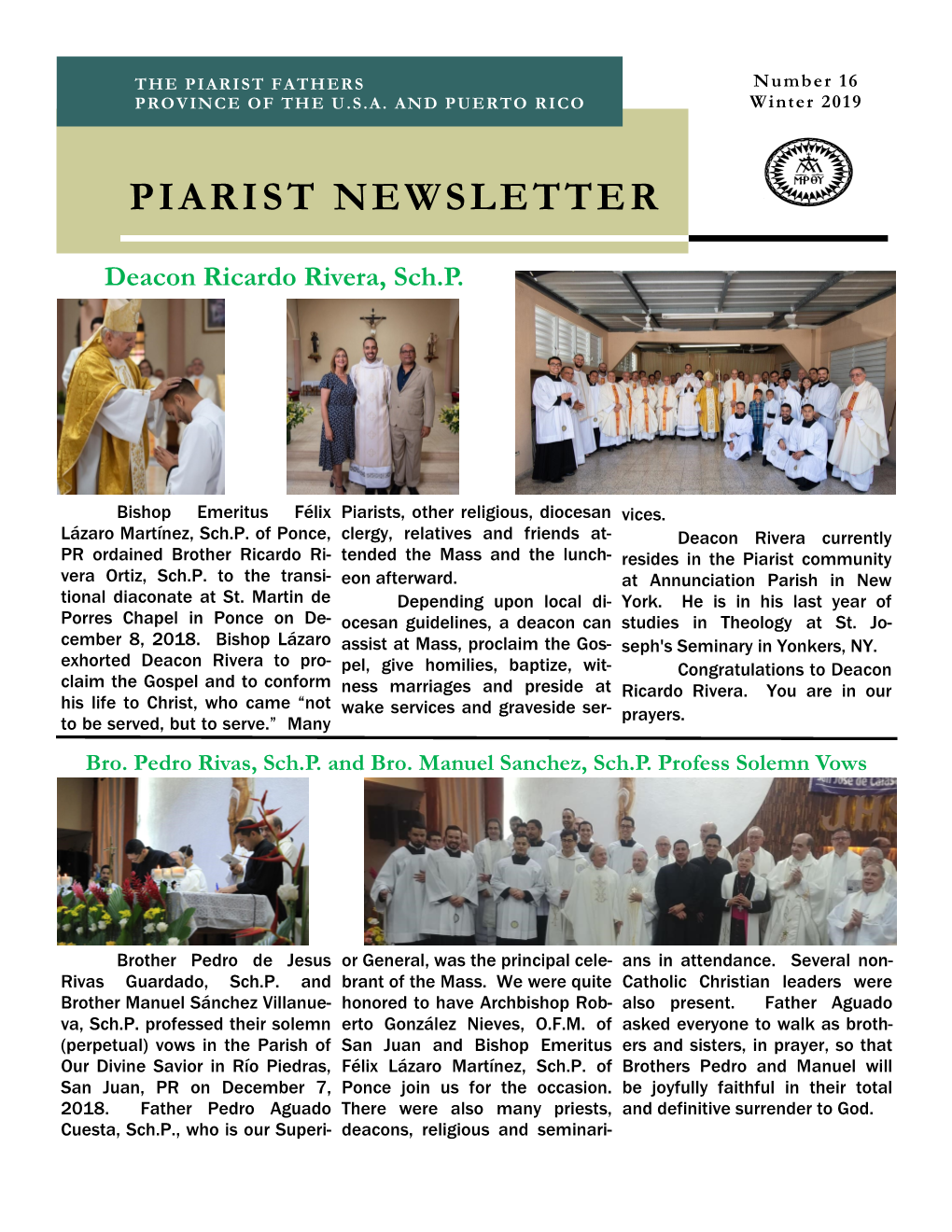 Piarist Newsletter
