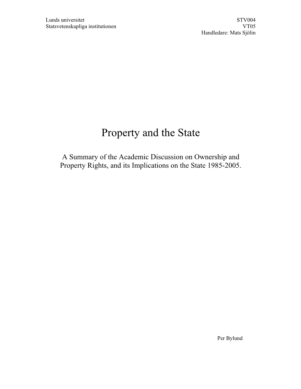 Property and the State