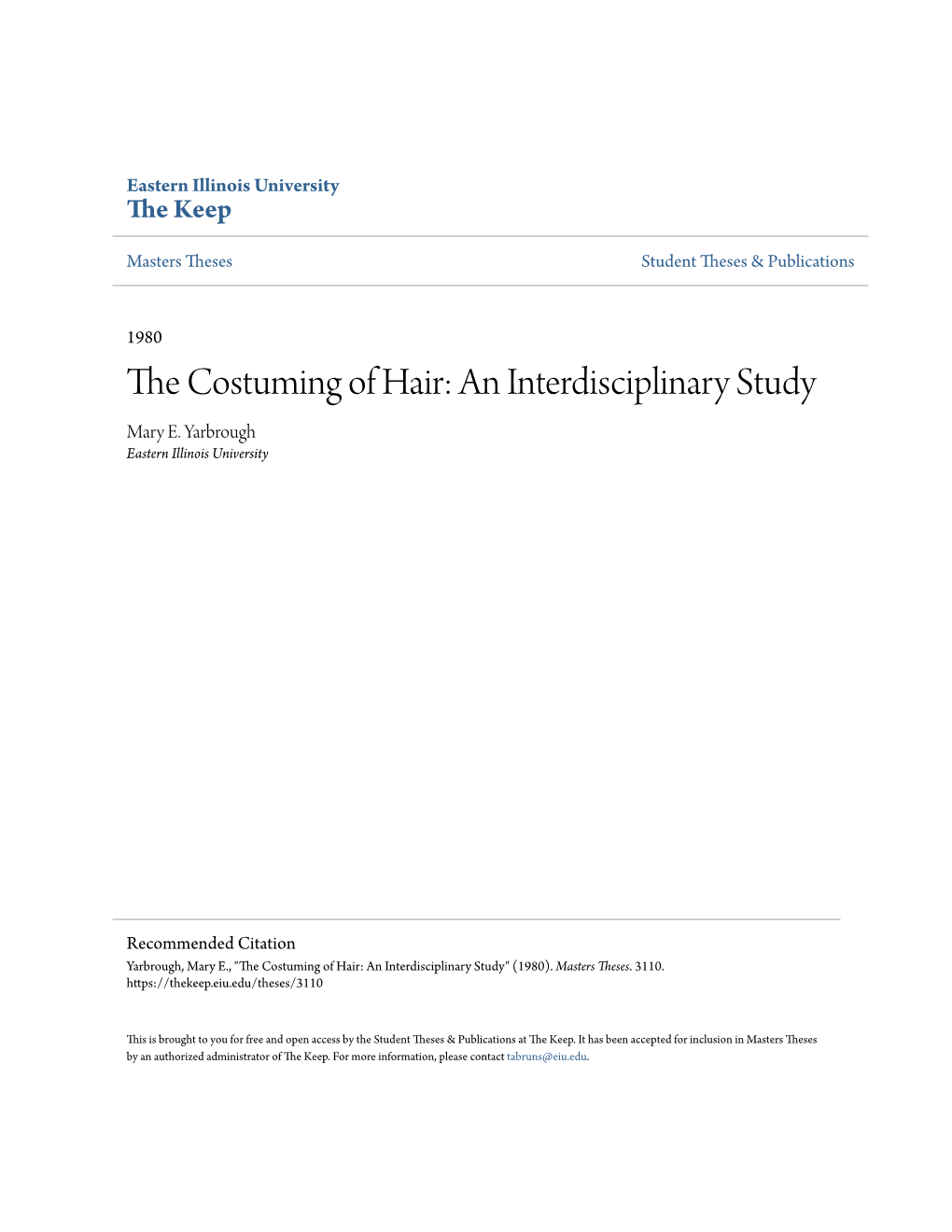 The Costuming of Hair