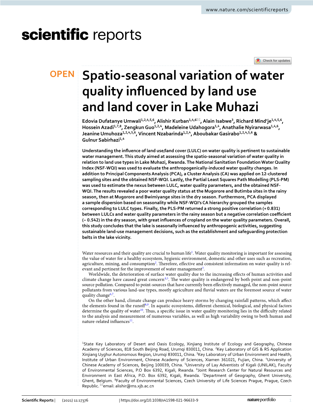 Spatio-Seasonal Variation of Water Quality Influenced by Land Use And