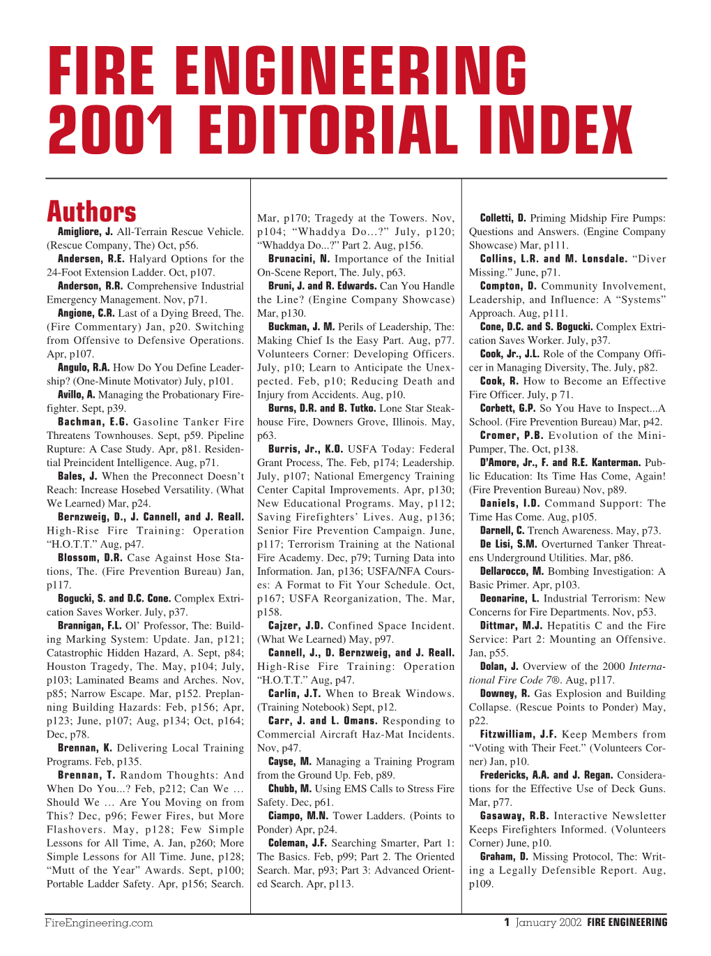 Editorial Index