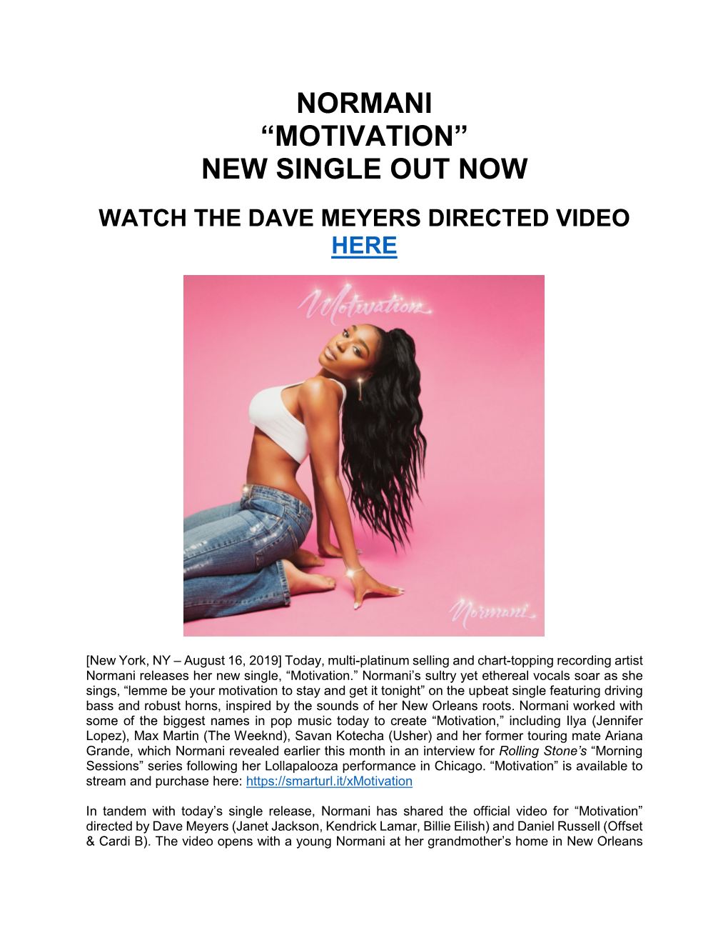 Normani “Motivation” New Single out Now