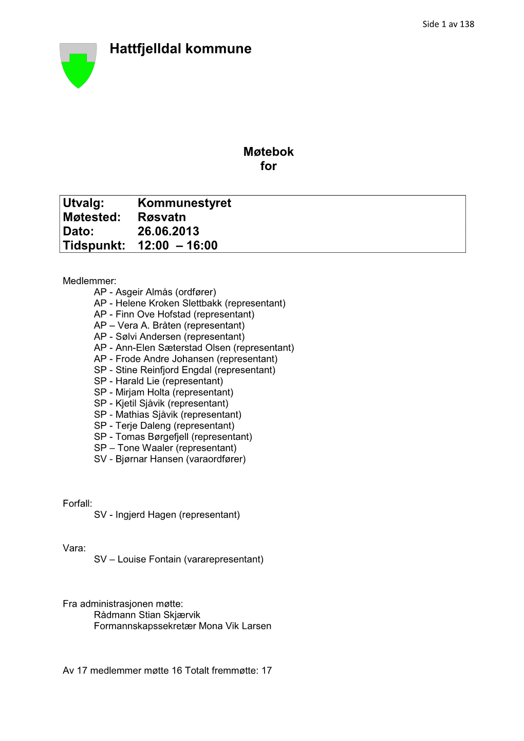 Innspill Til Revisjon Av Kommuneplan for Hattfjelldal