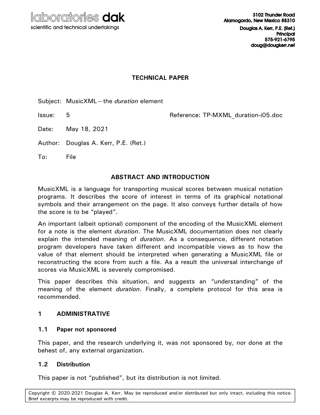 TECHNICAL PAPER Subject: Musicxml—The Duration