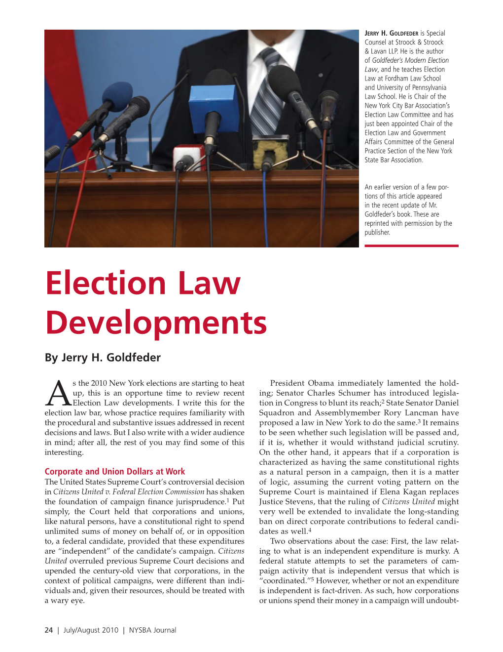 Election Law Developments
