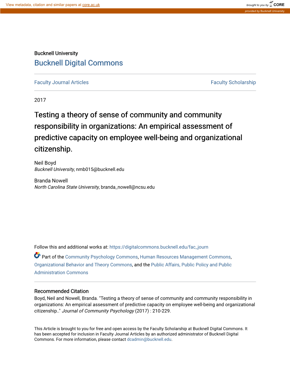 An Empirical Assessment of Predictive Capacity on Employee Well-Being and Organizational Citizenship