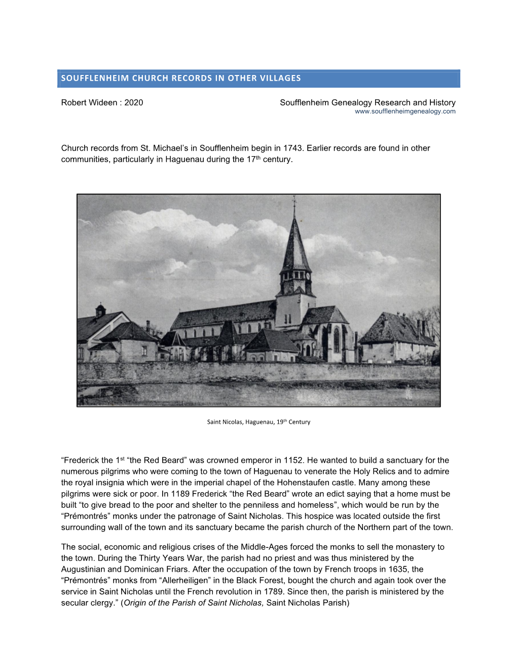 Soufflenheim Church Records in Other Villages