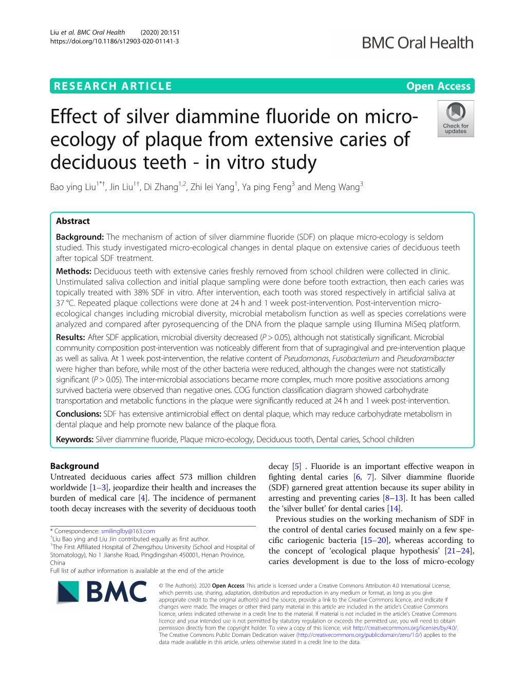 Effect of Silver Diammine Fluoride on Micro-Ecology Of