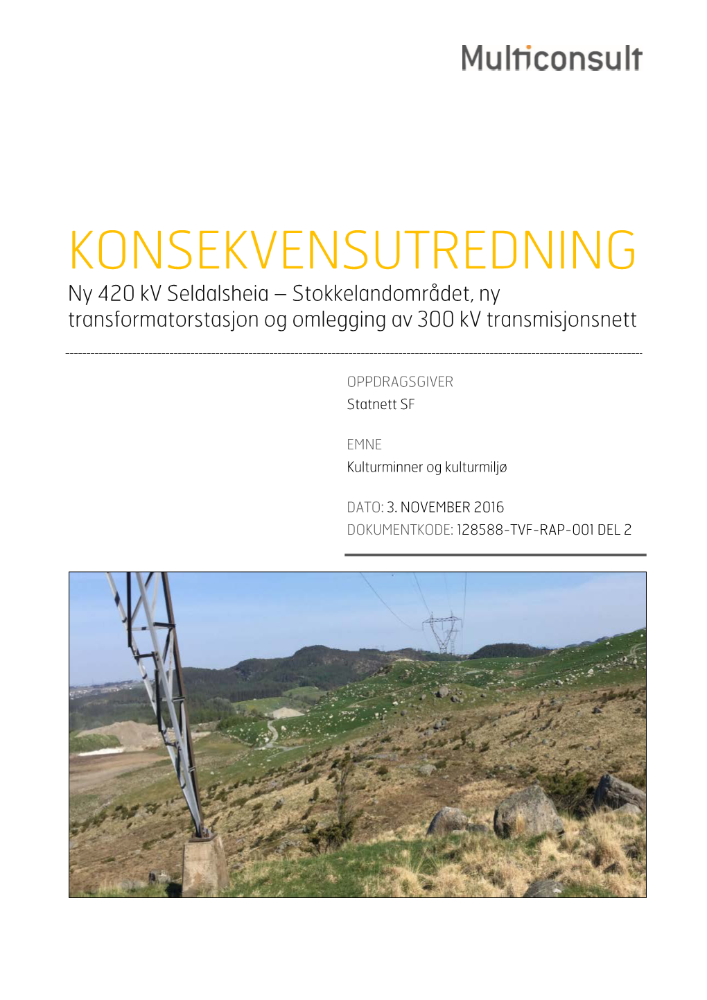 KONSEKVENSUTREDNING Ny 420 Kv Seldalsheia – Stokkelandområdet, Ny Transformatorstasjon Og Omlegging Av 300 Kv Transmisjonsnett