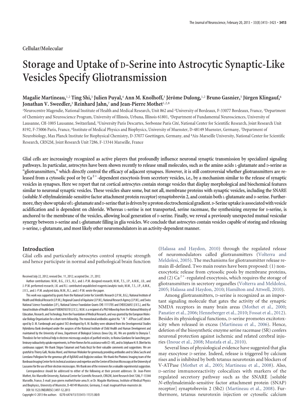 Storage and Uptake Ofd-Serine Into Astrocytic Synaptic-Like Vesicles