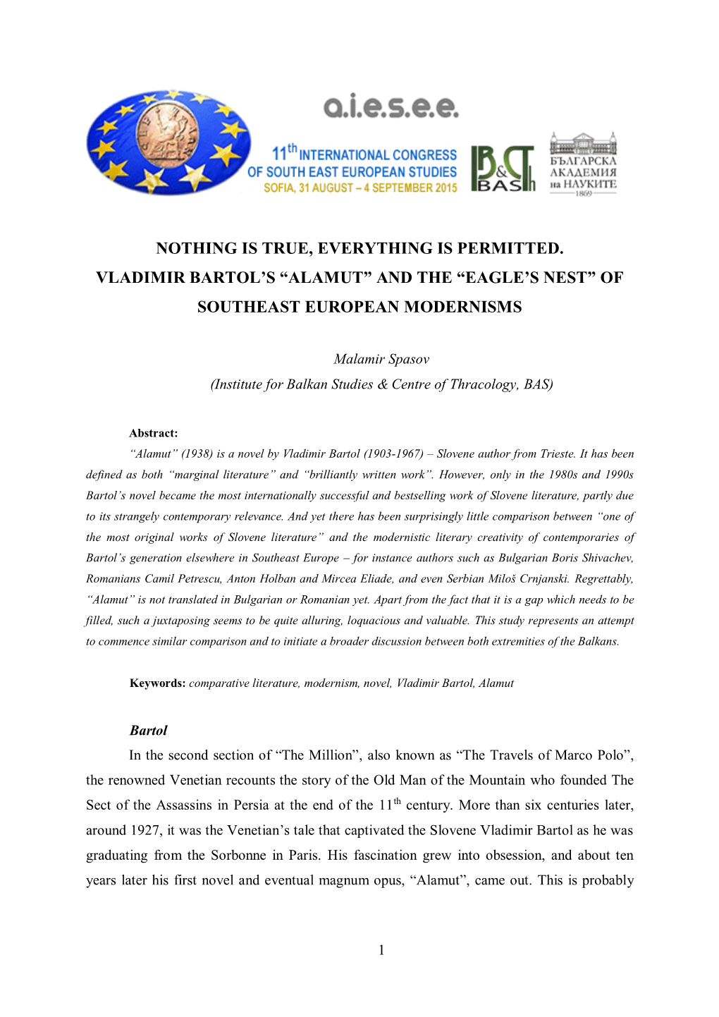 Alamut” and the “Eagle’S Nest” of Southeast European Modernisms