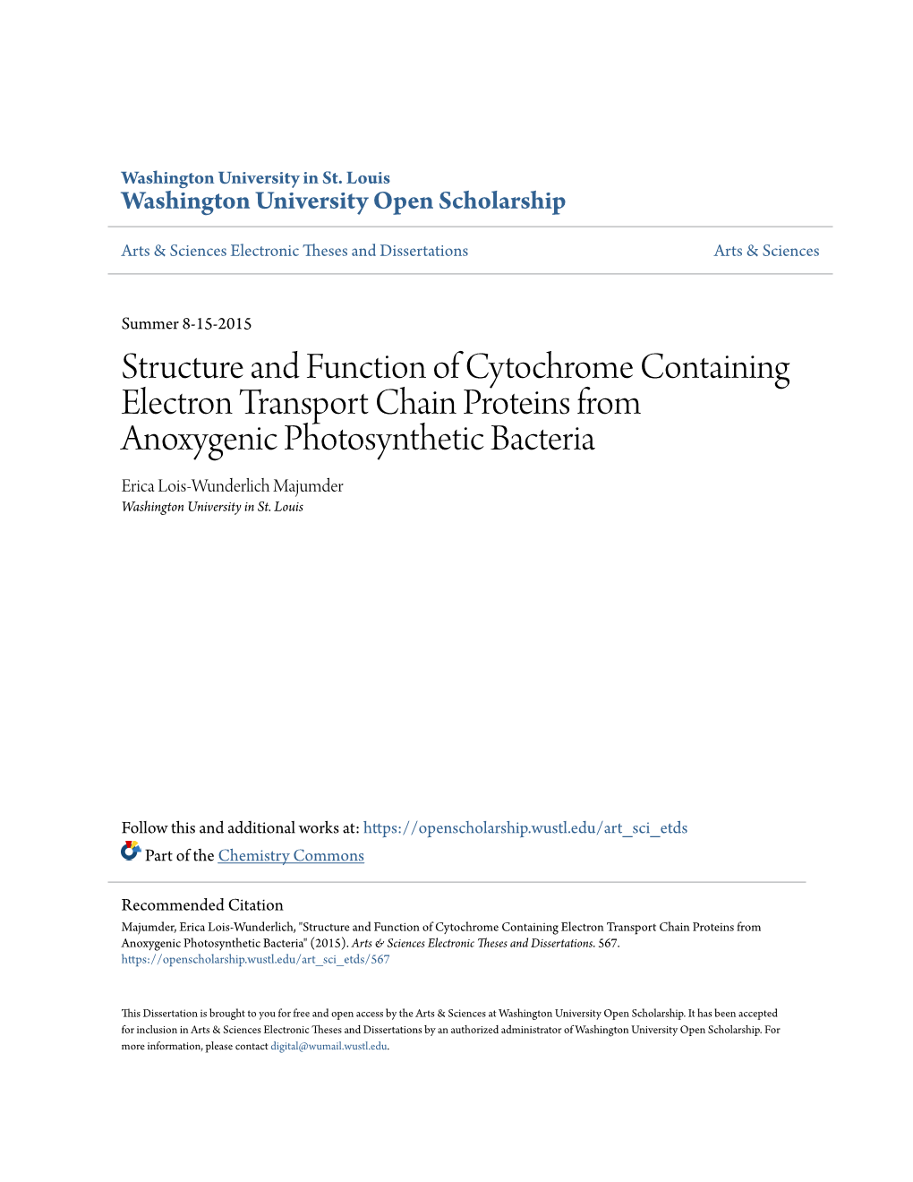 Structure and Function of Cytochrome Containing Electron Transport