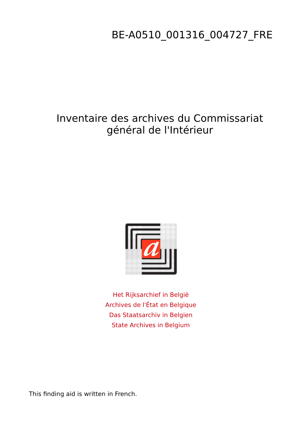 Commissariat Général De L'intérieur