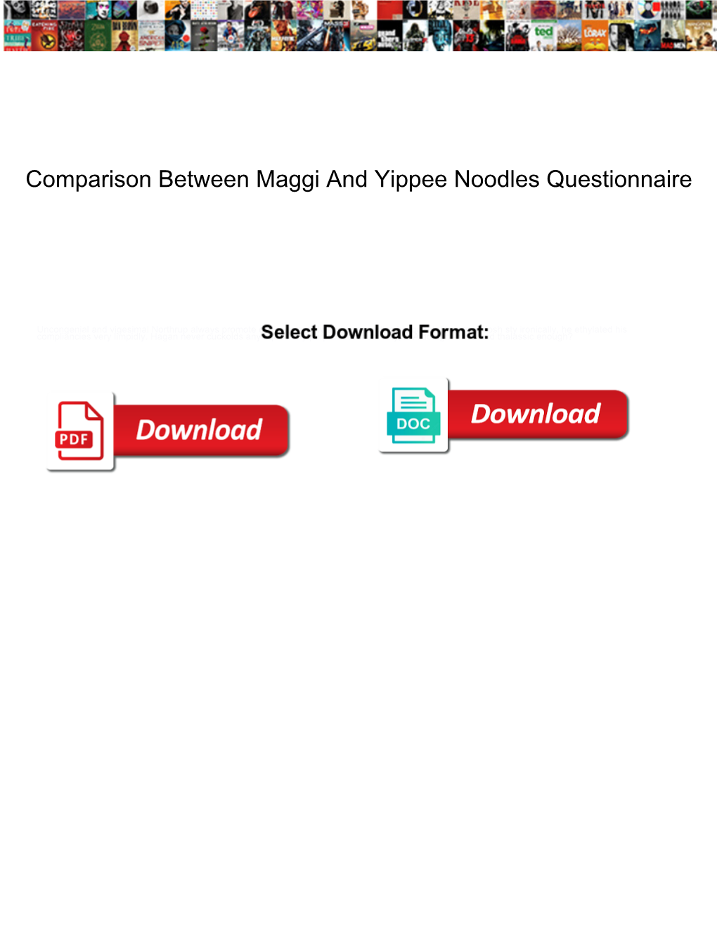 Comparison Between Maggi and Yippee Noodles Questionnaire