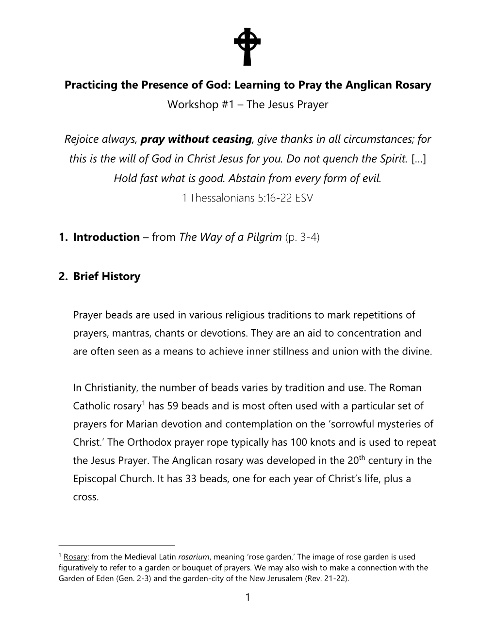 Learning to Pray the Anglican Rosary Workshop #1 – the Jesus Prayer