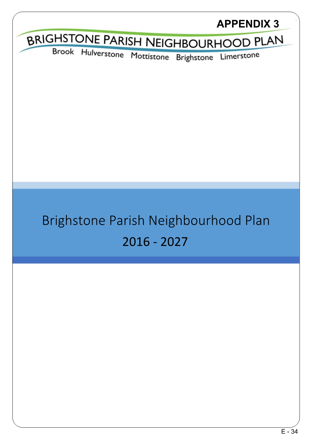 Brighstone Parish Neighbourhood Plan 2016 - 2027