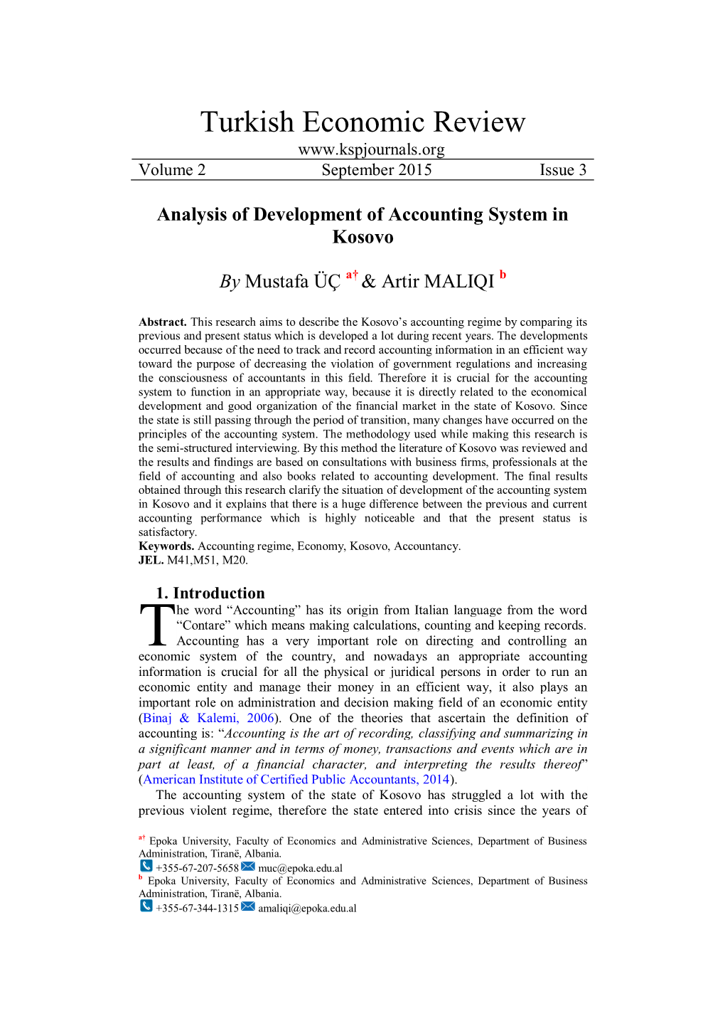 Analysis of Development of Accounting System in Kosovo By