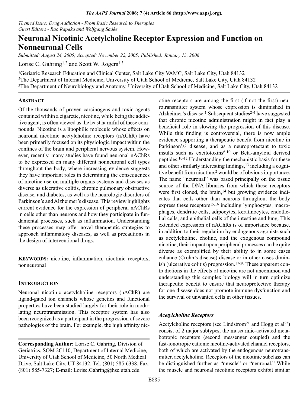 Neuronal Nicotinic Acetylcholine Receptor Expression and Function on Nonneuronal Cells