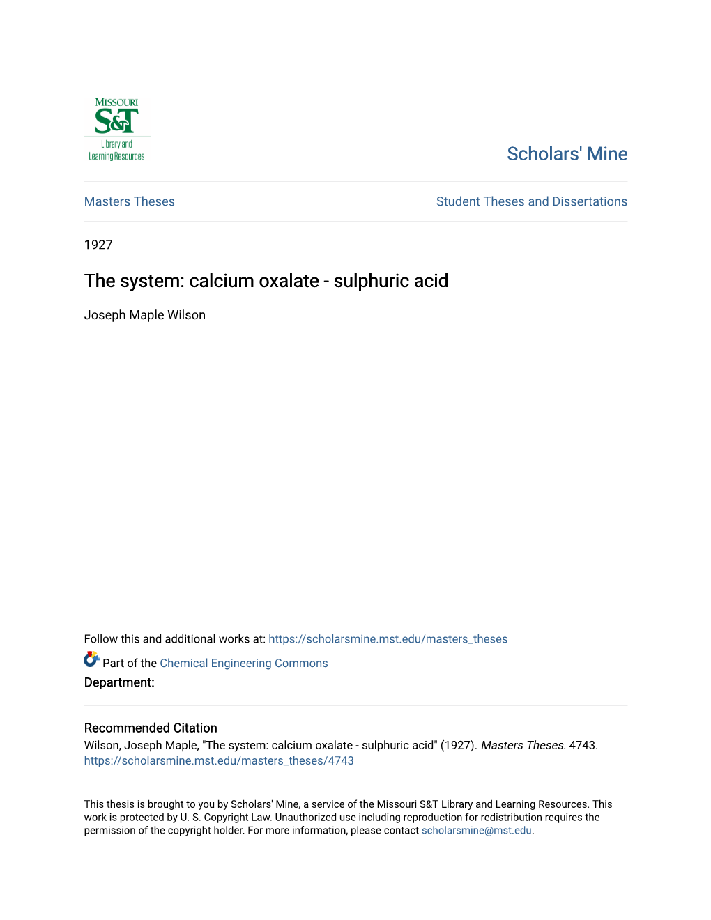 Calcium Oxalate - Sulphuric Acid