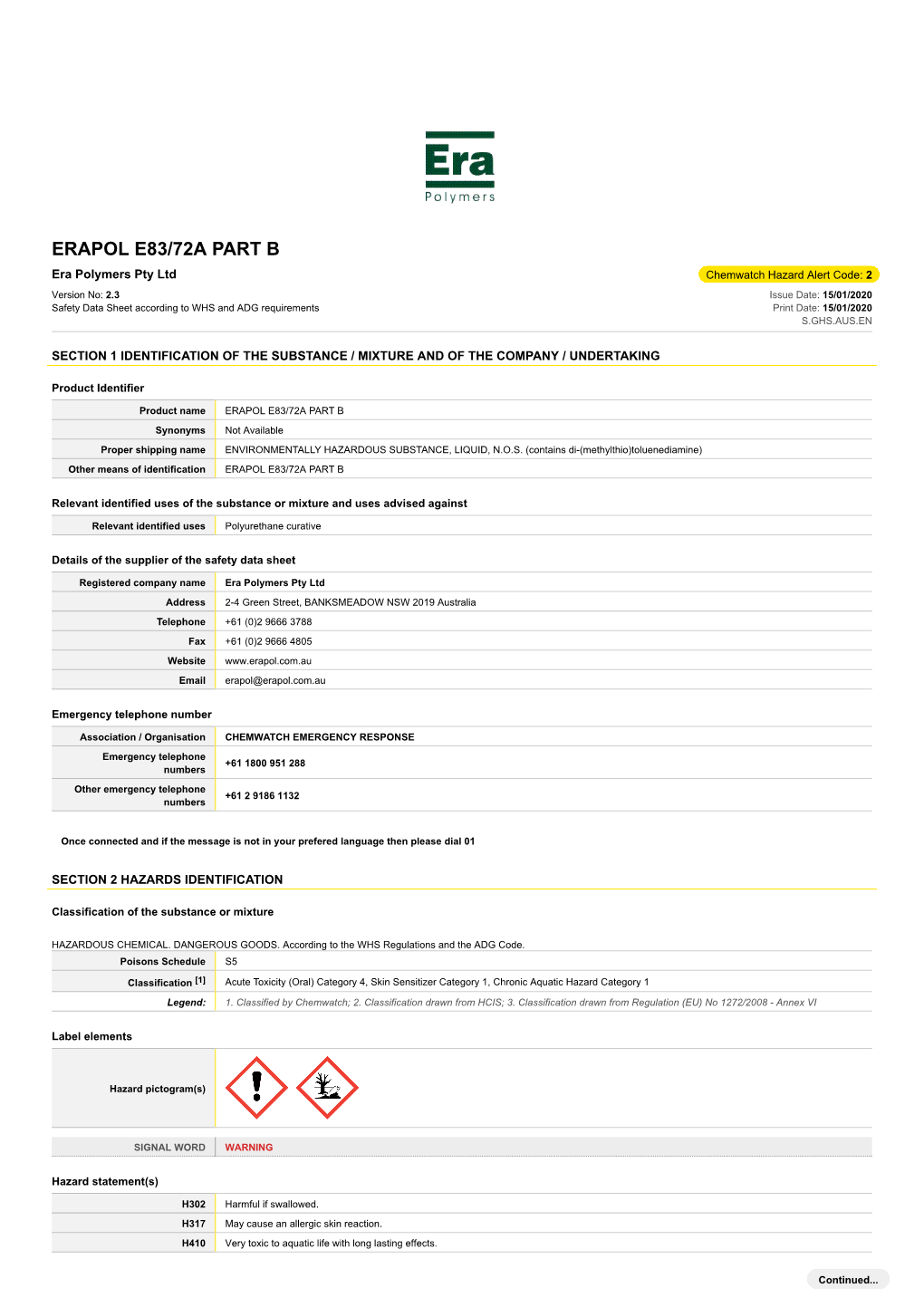 Erapol E83/72A Part B