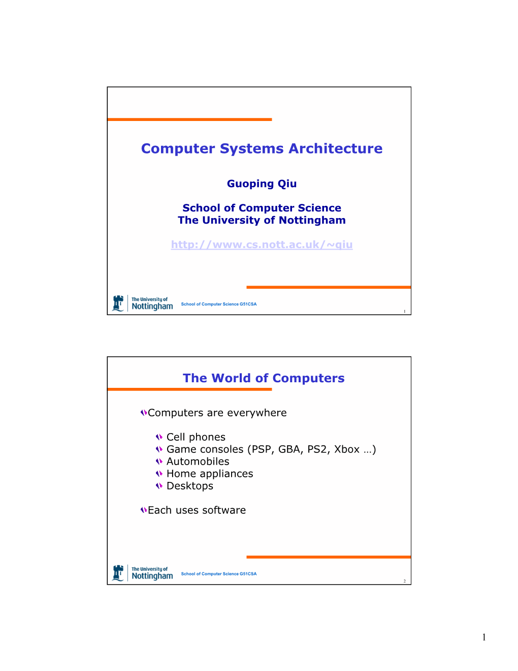 Computer Systems Architecture