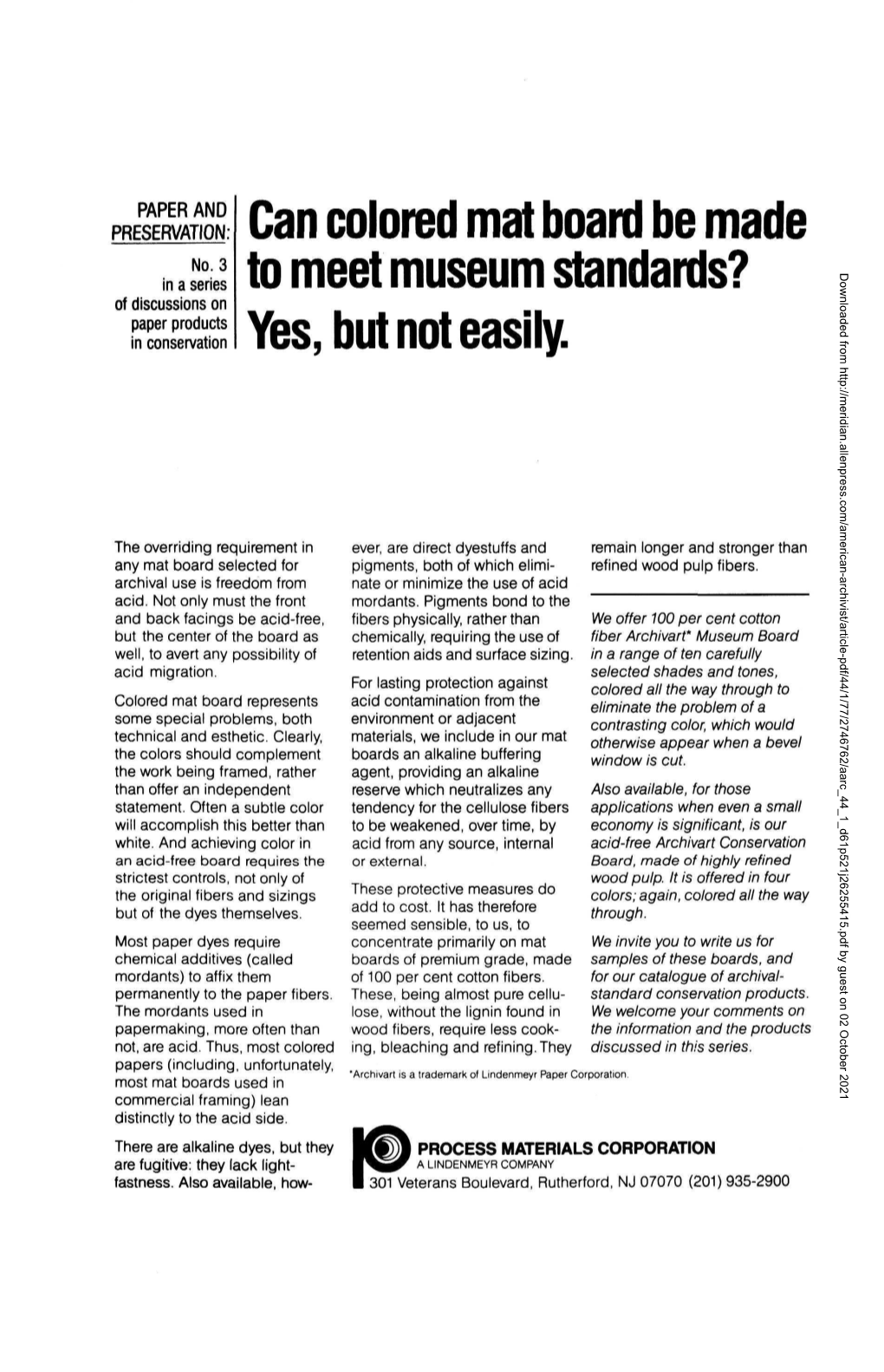 Can Colored Mat Board Be Made to Meet Museum Standards? Yes, but Not Easily