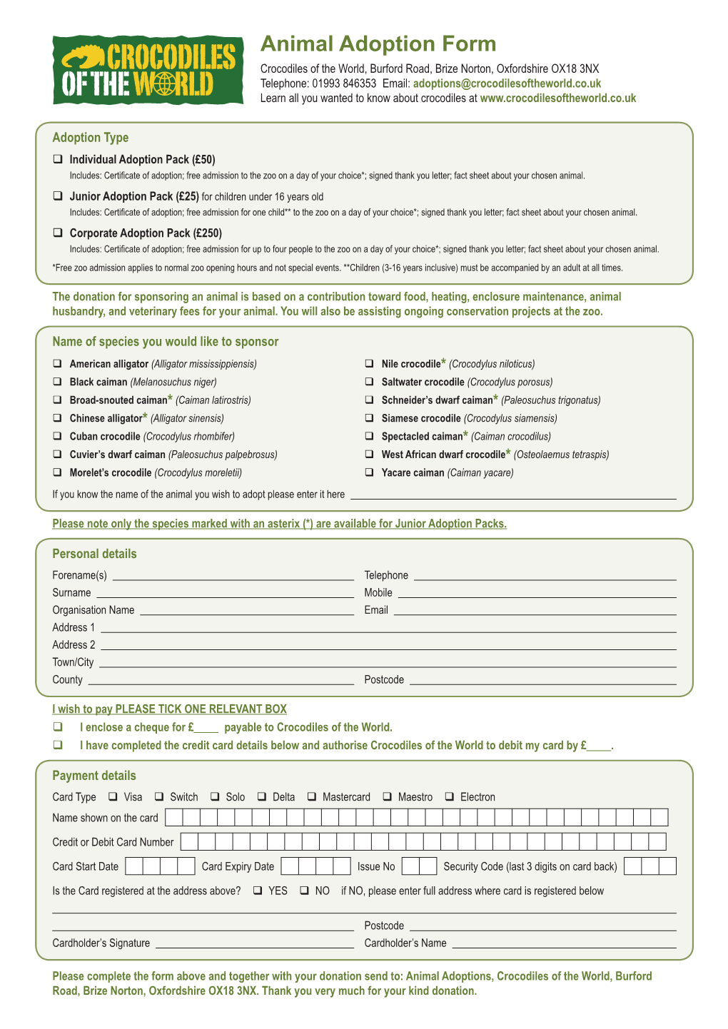 Animal Adoption Form