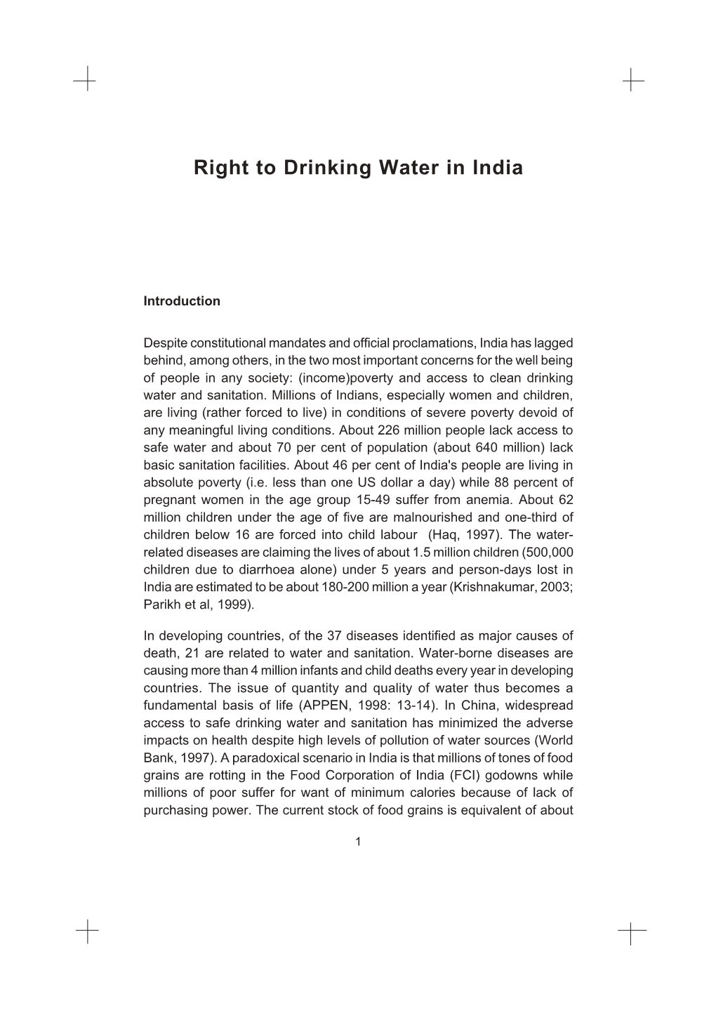 Right to Drinking Water in India