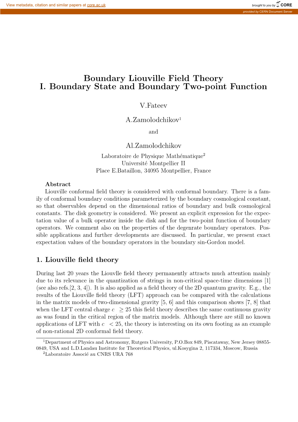 Boundary Liouville Field Theory I. Boundary State and Boundary Two-Point Function