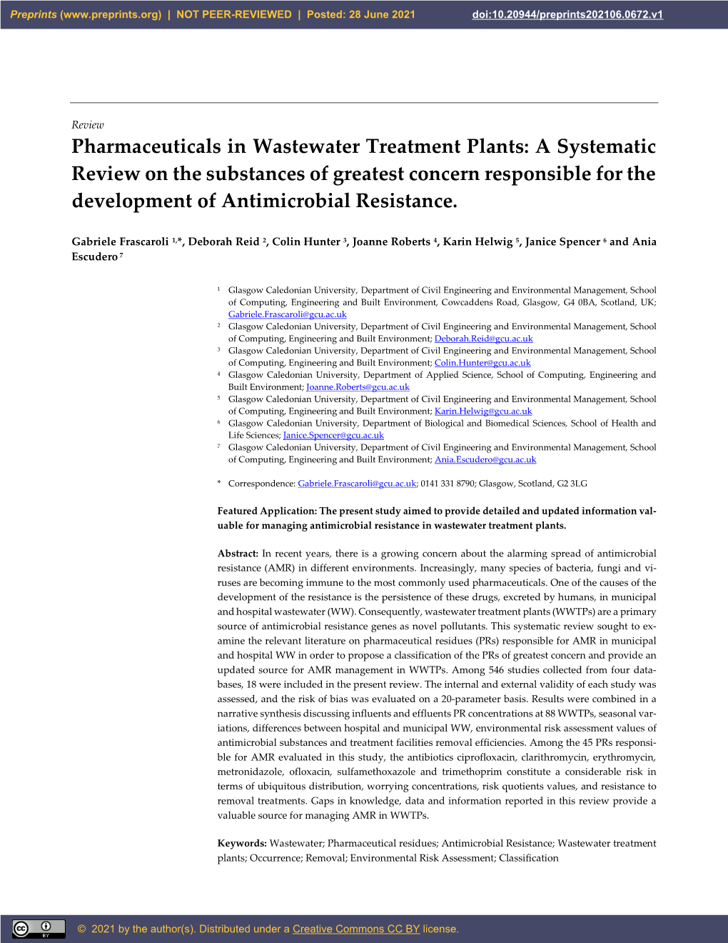 Pharmaceuticals in Wastewater Treatment Plants: a Systematic Review on the Substances of Greatest Concern Responsible for the Development of Antimicrobial Resistance