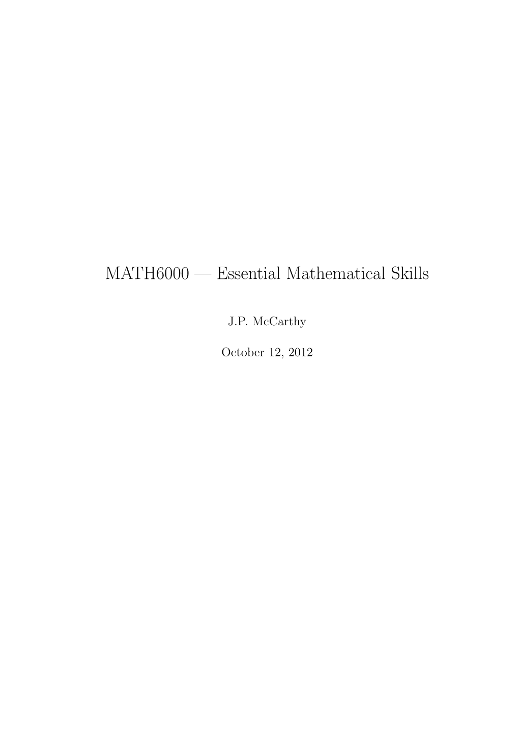Essential Mathematical Skills