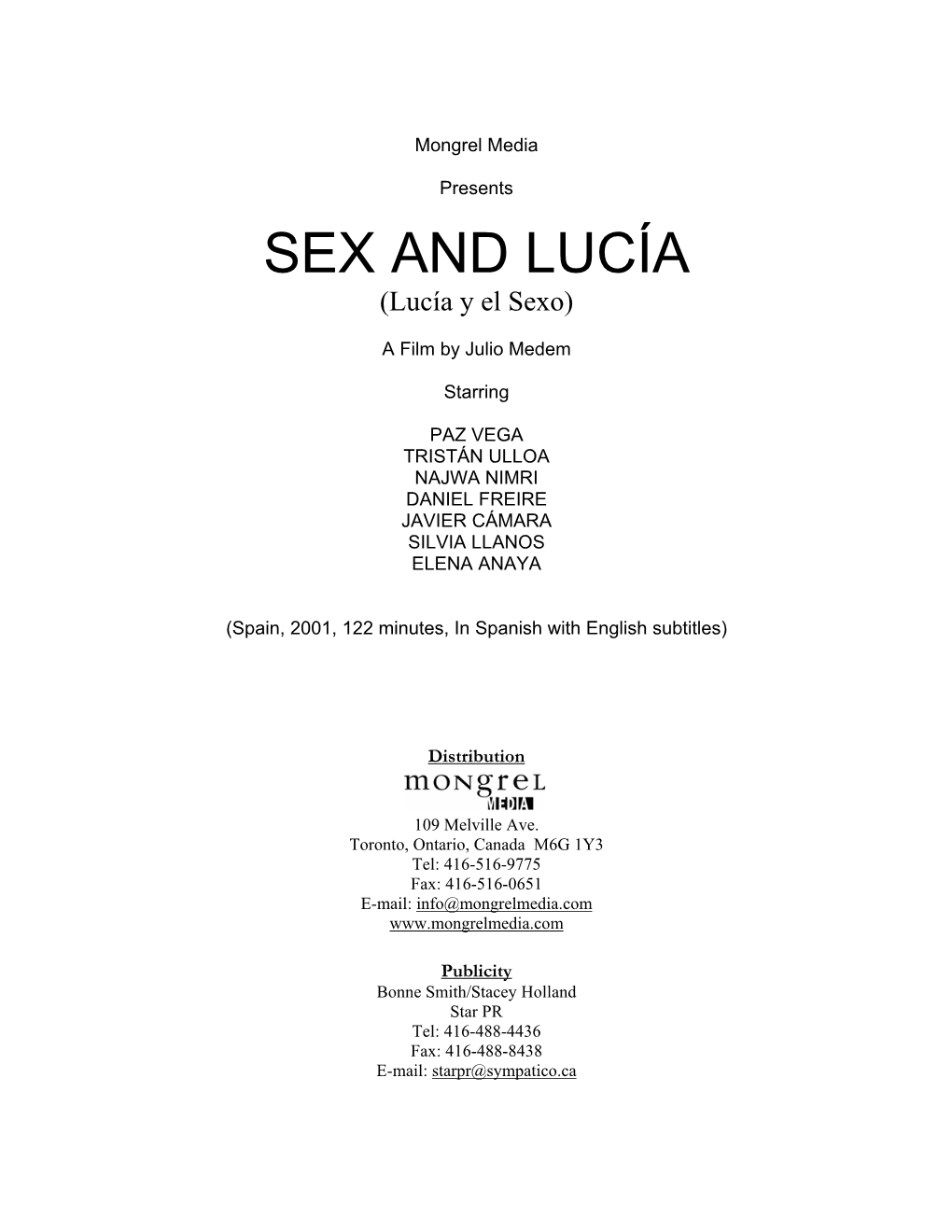 SEX and LUCÍA (Lucía Y El Sexo)