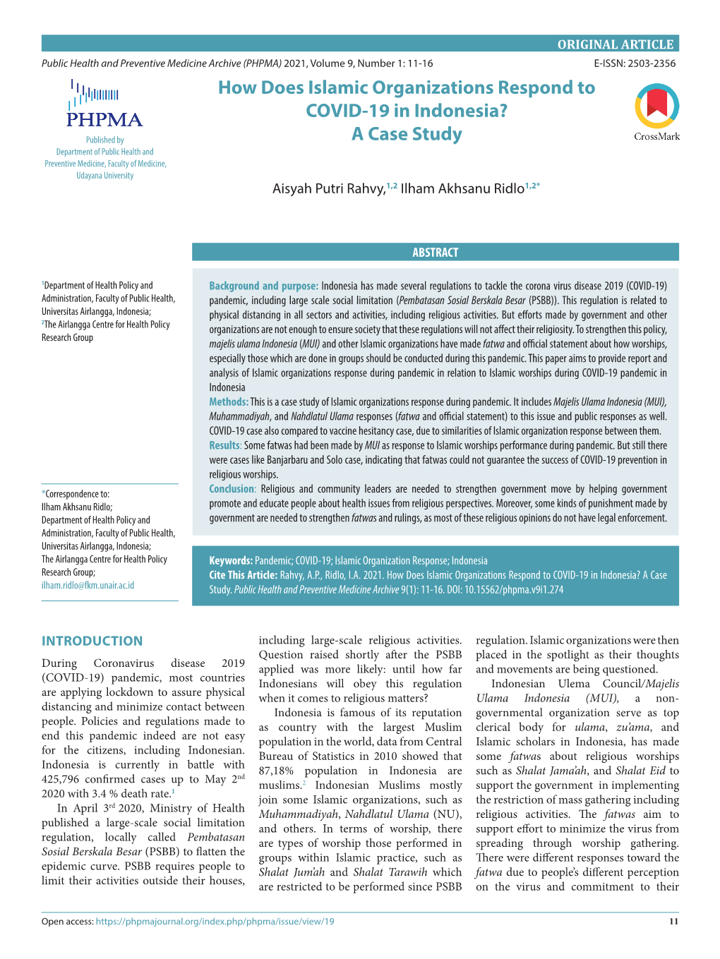 How Does Islamic Organizations Respond to COVID-19 in Indonesia?