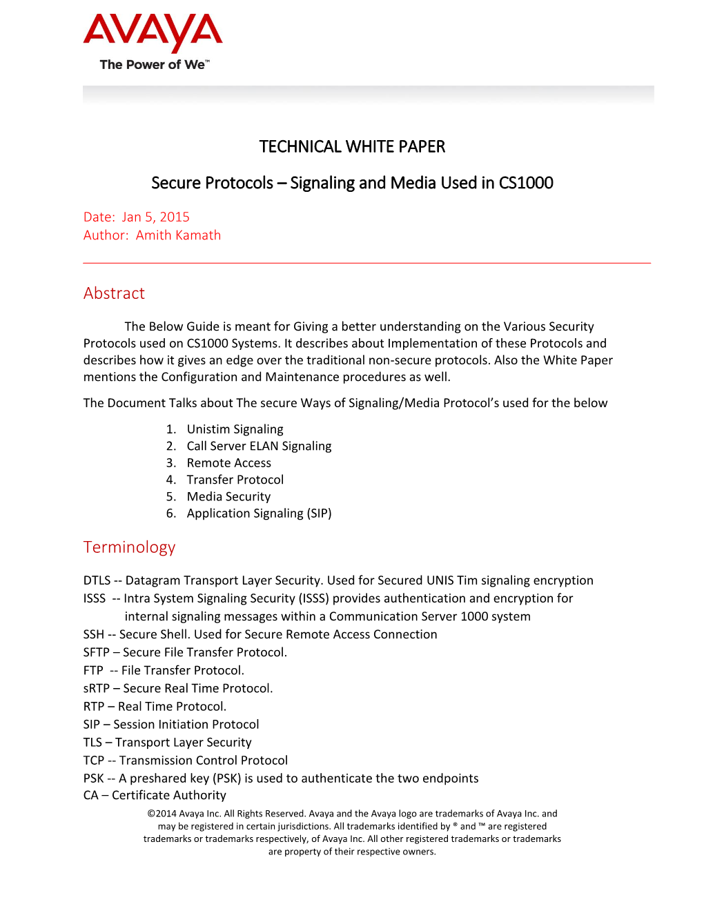 Signaling and Media Used in CS1000