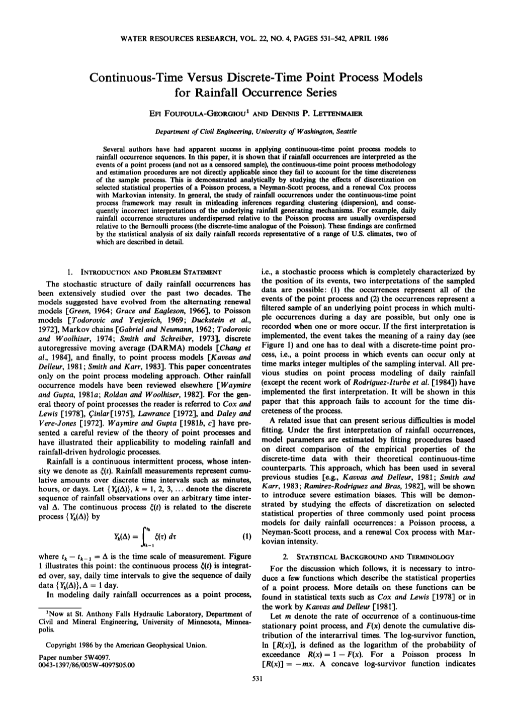 Continuoustime Versus Discretetime Point Process Models for Rainfall Occurrence Series