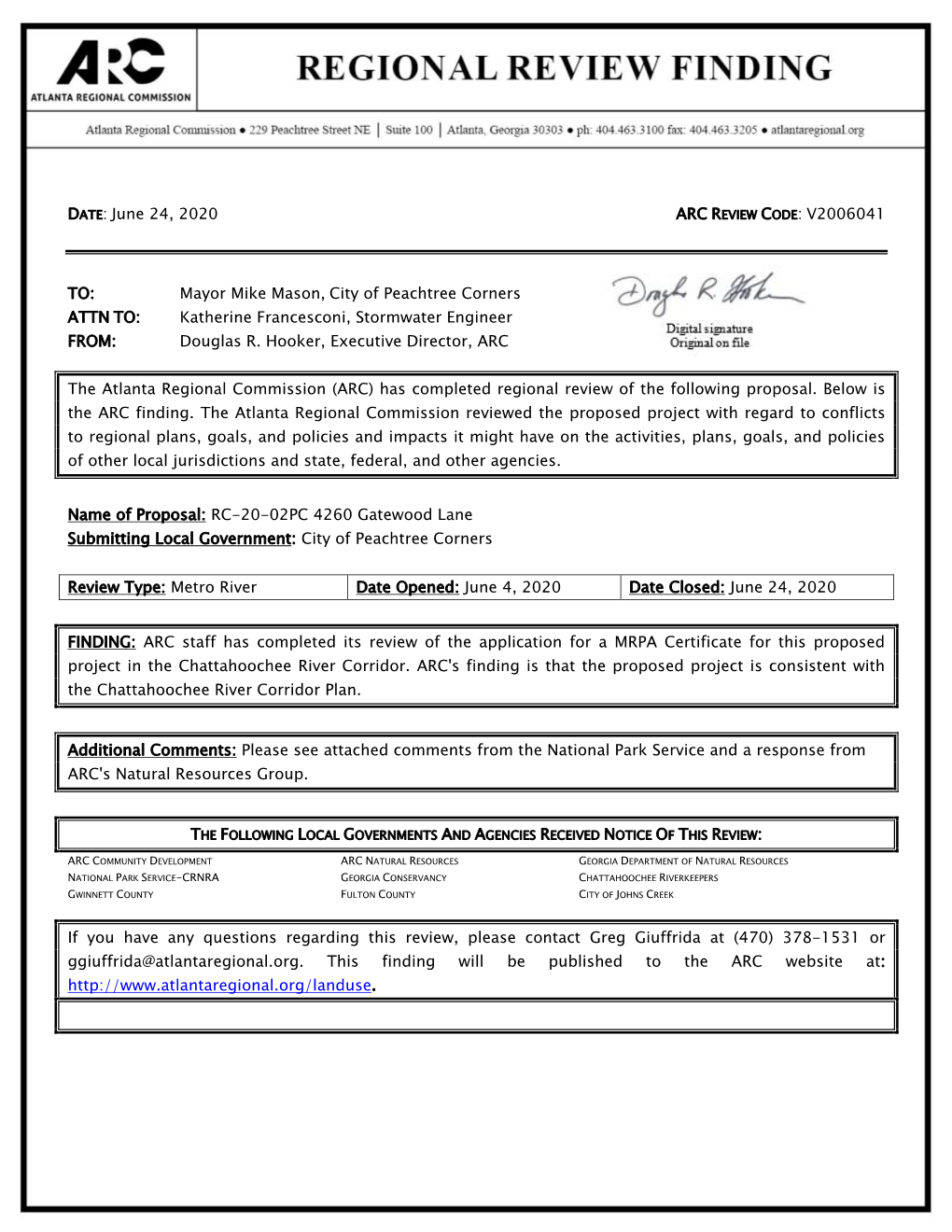 A~E REGIONAL REVIEW FINDING