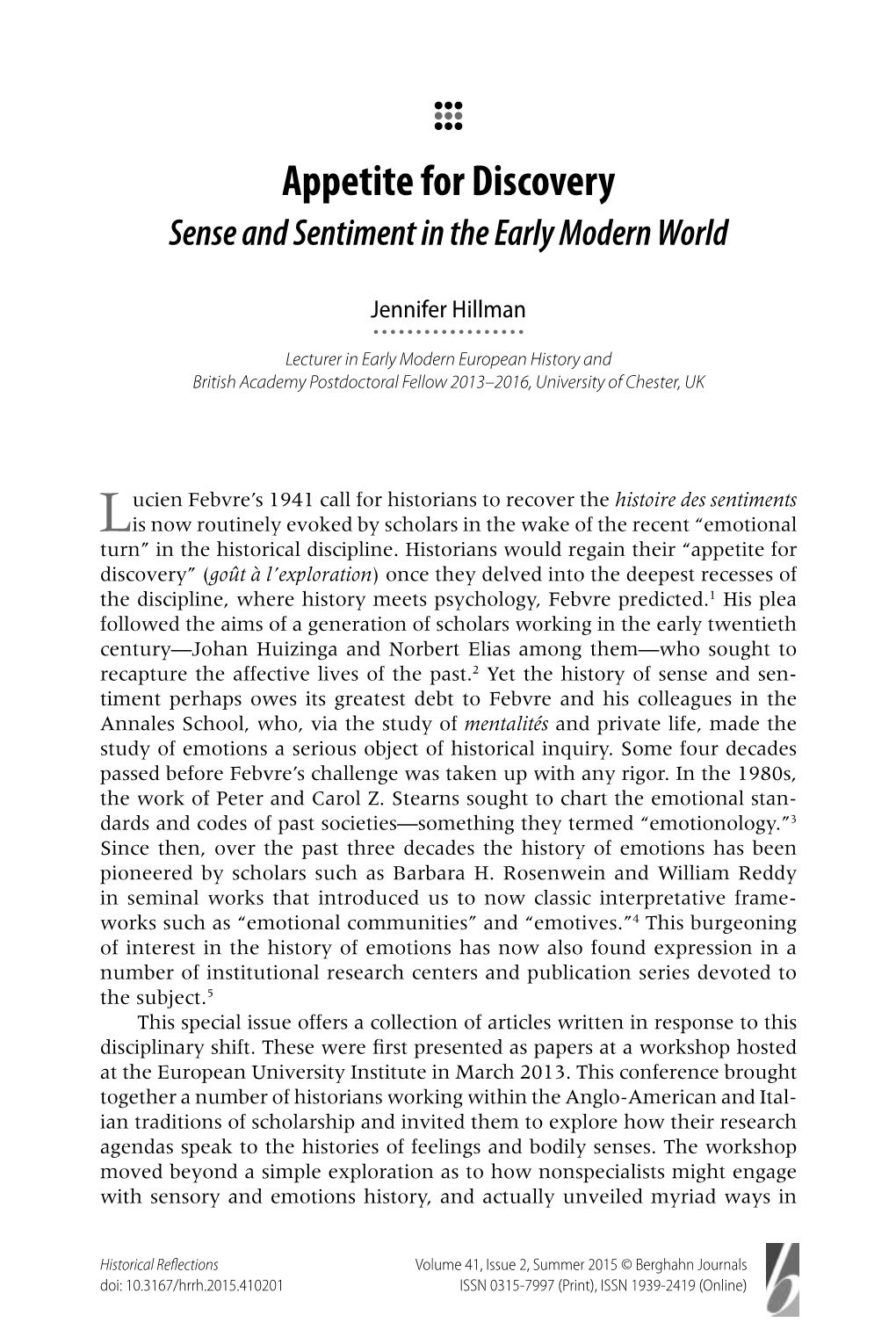 Appetite for Discovery Sense and Sentiment in the Early Modern World