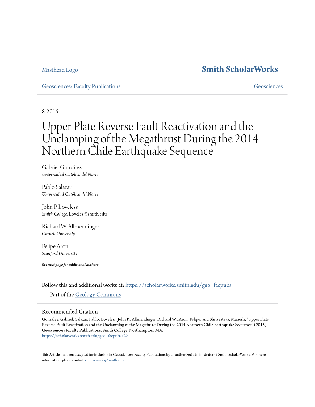 Upper Plate Reverse Fault Reactivation and the Unclamping Of