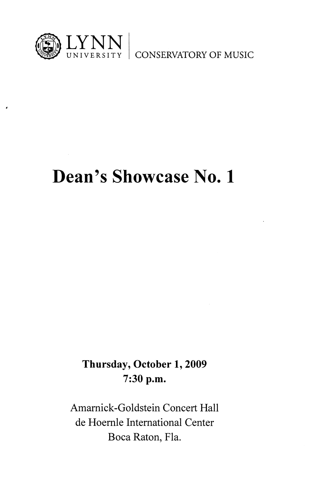 2009-2010 Dean's Showcase No. 1