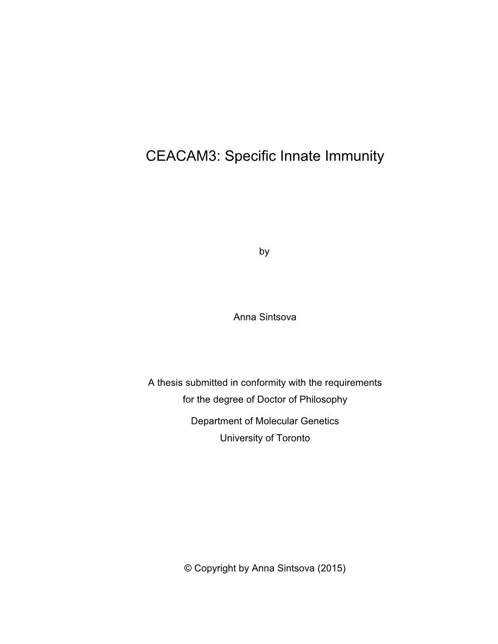 CEACAM3: Specific Innate Immunity