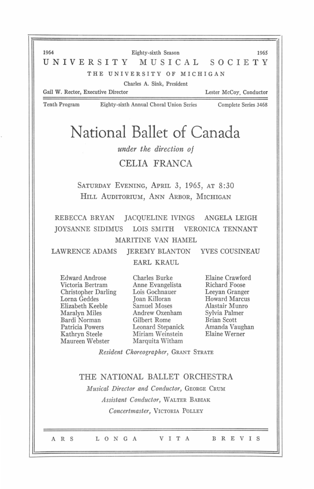 National Ballet of Canada Under the Direction Oj CELIA FRANCA