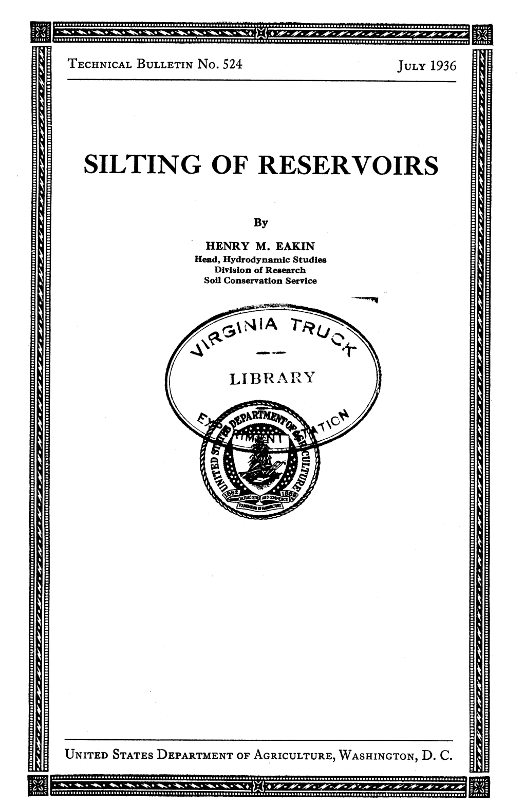 Silting of Reservoirs