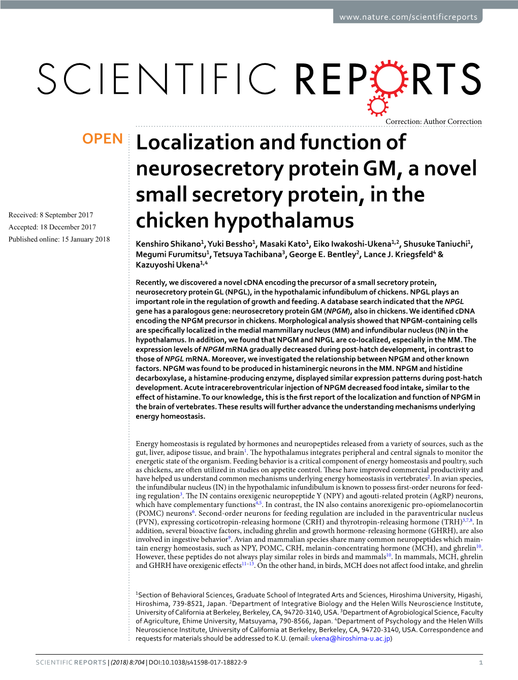 Localization and Function of Neurosecretory Protein GM, a Novel