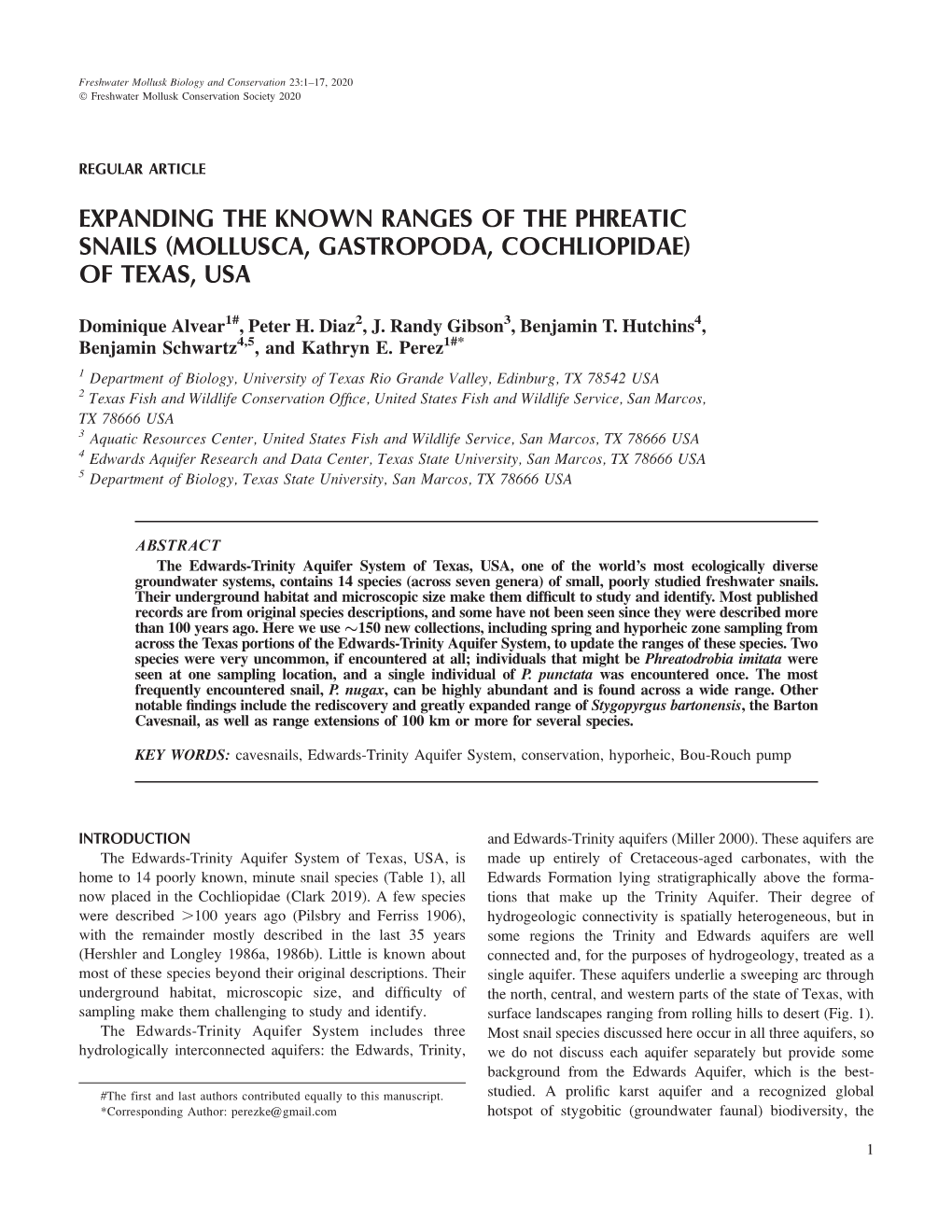 Expanding the Known Ranges of the Phreatic Snails (Mollusca, Gastropoda, Cochliopidae) of Texas, Usa